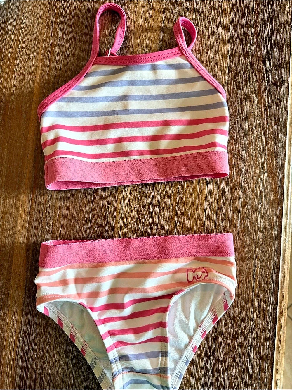 PRODOH Girls' Beachcomber Bikini Girls 18M Pink & White